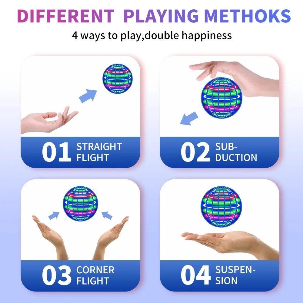 Levitating Induction Flying Ball, Glow Gyro for Fingertip Play, Sports & Outdoor Training Ball